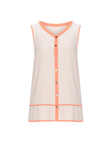 Manon Baptiste Buttoned tank top Beige / Coral-Orange