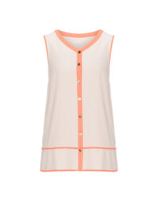 Manon Baptiste Buttoned tank top Beige / Coral-Orange