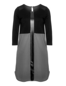 Manon Baptiste Leather inserted two tone dress Grey / Black