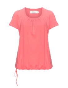 Zizzi Fold and drawcord cotton t-shirt Coral-Orange