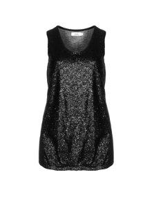 Zizzi Sequin-embellished tank top Black