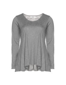 Zizzi A-line cotton shirt Grey