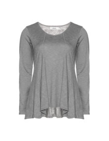 Zizzi A-line cotton shirt Grey