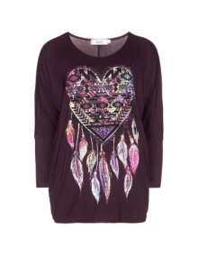 Zizzi Jersey shirt with ethnic print Dark-Purple