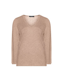 Sandra Portelli Cashmere sweater with V-neck Beige