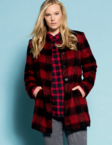 Evelin Brandt Checked stand-up collar felt jacket Red / Black