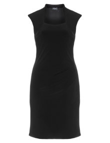 Hermann Lange Fitted dress with fancy collar Black