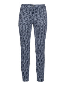 Basler Jersey trousers with all-over pattern Dark-Blue / White