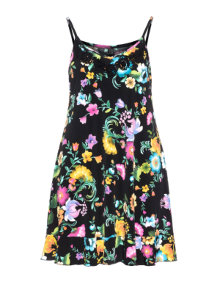 Yoek Jersey top with floral pattern Black / Versicolour