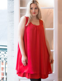 Studio Chiffon dress with A-line cut Red