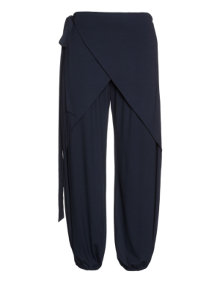 Isolde Roth Wide cut trousers in wrap look Dark-Blue