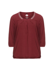 Zhenzi Embellished cotton top Dark-Red