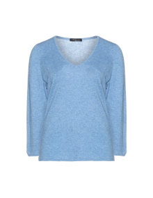 Sandra Portelli Cashmere sweater with V-neck Light-Blue