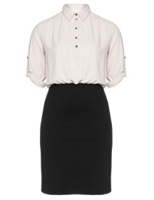 Manon Baptiste Dress with 2-in1 look Black / Beige