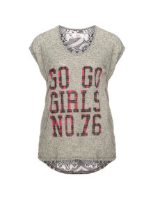 Zizzi Lace linen mix top Grey / Versicolour