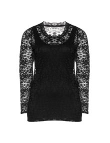 Zizzi Transparent lace shirt Black / Transparent