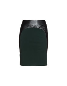 Manon Baptiste Pencil skirt with faux-leather Dark-Green / Black