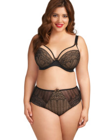 Elomi Transparent lace briefs Black / Skin-coloured