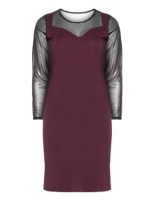 Zizzi Dress with transparent trimming Black / Berry-Purple