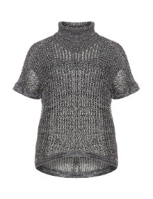 Zhenzi Knit sweater with high-low hem Anthracite / Silver