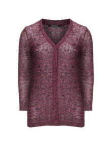 Ciso Contrast yarn cardigan Berry-Purple / Black