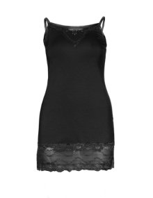 Zizzi Elastic strappy top with lace Black