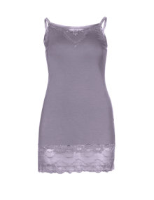 Zizzi Elastic strappy top with lace Lilac